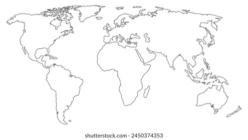 World map, silhouette vector illustration .