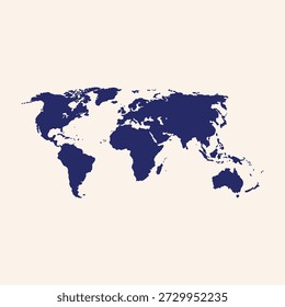 World Map Silhouette Ilustração vetorial, Flat Global Continents Mapa Design