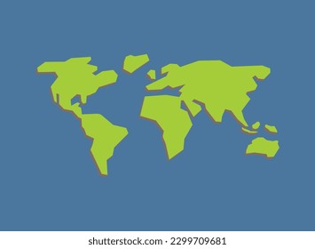 Mapa del mundo con diseño de líneas de dibujos animados modernos y simples.