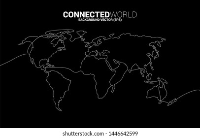 World map single line connected: concept for one world connection and humankind.