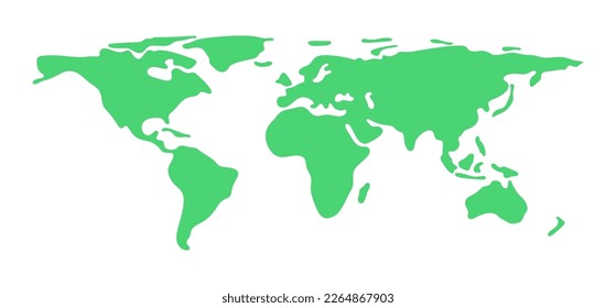 World map with smooth shapes, isolated lands, and continents. Traveling or showing location, destination and worldwide business. Vector illustration