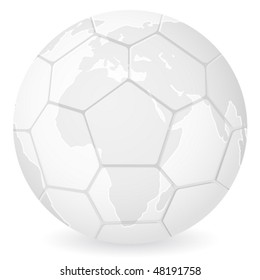 World map soccer ball on a white background. Vector illustration.