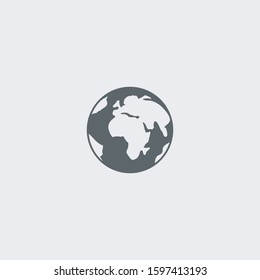 World map solid grey vector icon