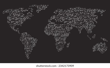 World map as source code, vector illustration