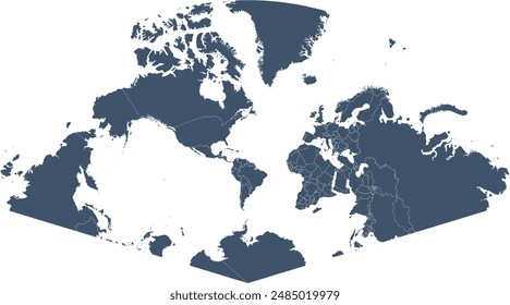 World map in South America Lambert Conformal Conic Projection