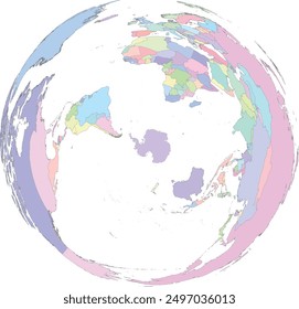 World Map in South Pole Azimuthal Equidistant Projection