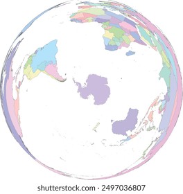 World Map in South Pole Lambert Azimuthal Equal Area Projection