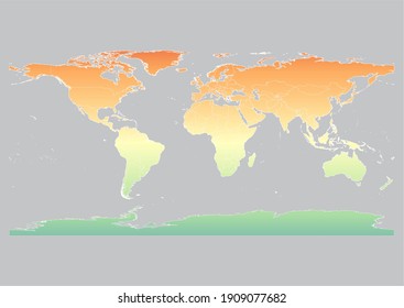 World map in spectral color palette isolated on grey background. Vector map suitable for prints of all sizes.