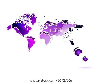 world map speech bubble vector