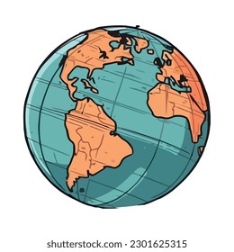 World map sphere symbolizes global journey isolated
