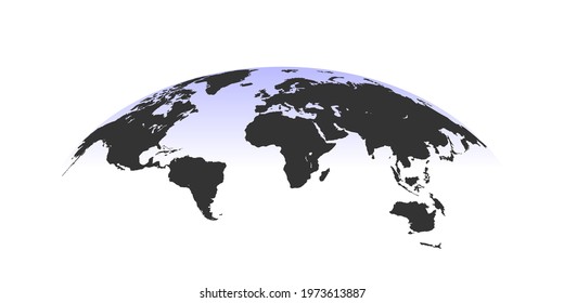 World Map. Spherical Curved World Map. World map globe isolated. Vector illustration