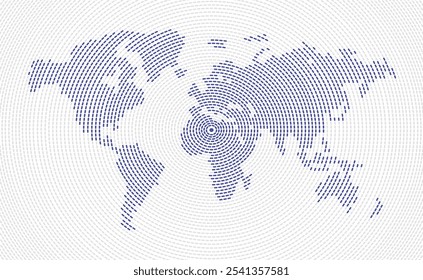 World map in spiral dots illustration