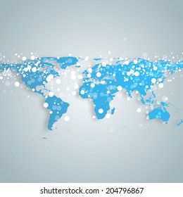 world map with spot lights 
