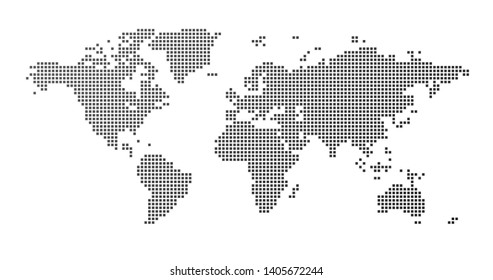 World map square dotted style, vector illustration isolated on white background.