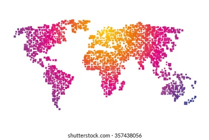 World Map Squares Color Gradient Stock Vector (Royalty Free) 357438056