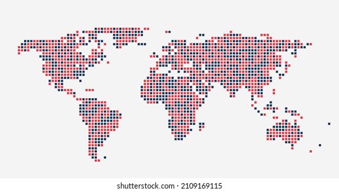 World map of squares. Simple flat vector illustration.