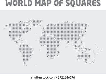 World map of squares.Pixelized world map isolated on white background.Modern flat illustration.