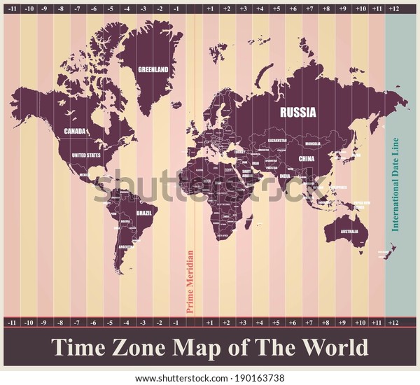 World Map Standard Time Zones Stock Vector Royalty Free 190163738 5401