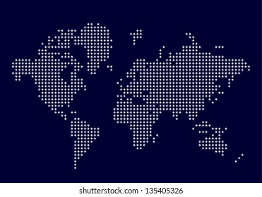 World map with stars