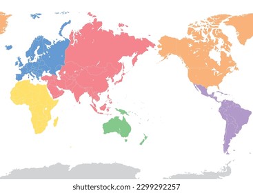 World map (states continents)
 with borders