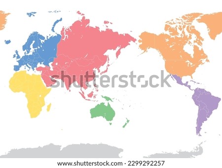 World map (states continents)
 with borders