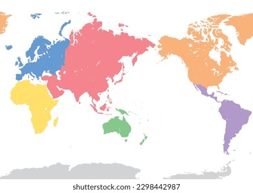 World map (states continents) color coding