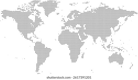 World map stylized with dots on white background