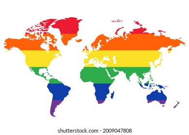 World map supporting Lgbt community vector illustration. Vector icon. World silhouette map. 