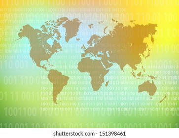 World Map technology background vector with numbers
