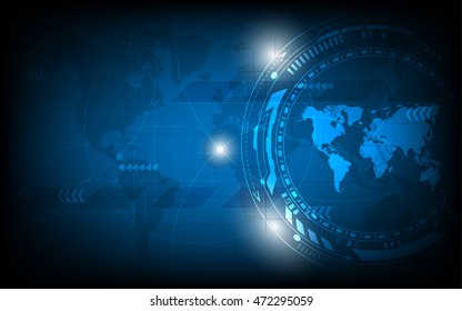 World map technology background vector design