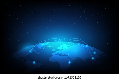 World map technology , Global social network, futuristic digital innovation background vector illustration