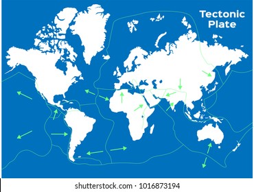 World Map And Tectonic Plates Vector