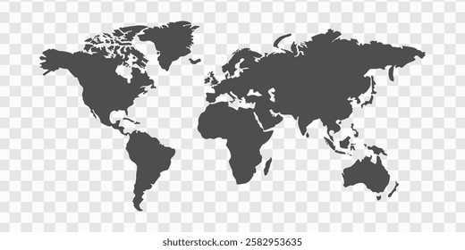 World Map Template with Continents on White Background