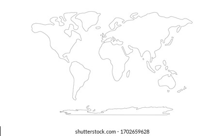 World map thin black outline vector image