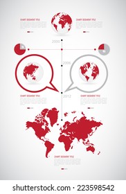 World map. Timeline Infographic. Vector design template