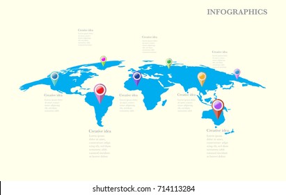  World map timeline vector infographics with icon and options, vector eps10 illustration