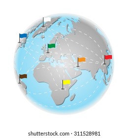 World map travel concept isolated on white background. Earth vector illustration.