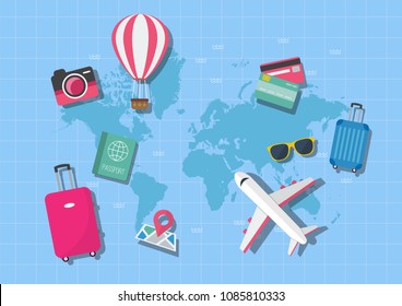 World map travel concept. Vector illustration