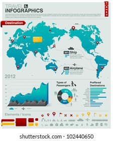 World map & travel info graphics - charts, symbols, elements and icons collection for building a nice infographic