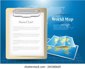 world map and travel list board