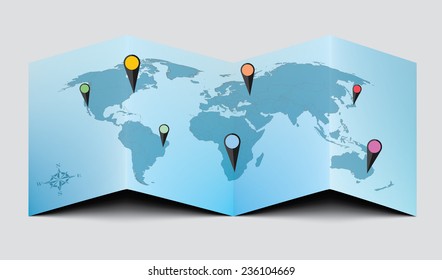world map travel pins