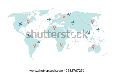 world map travel plane traffic
