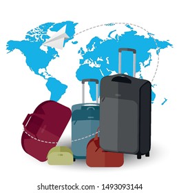 World Map Travel Suit Case Stock Vector (Royalty Free) 1493093141