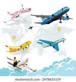 World map Travel, Summer holidays Airplanes concept. vacations enjoying.