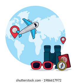 world map and traveling illustration