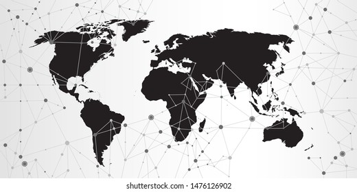 World map triangle geometric connection background