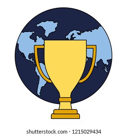world map trophy business concept