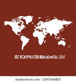 eslogan del tipo de letra del papel de impresión del mapa mundial 