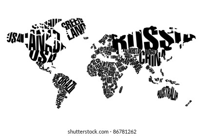 World Map in Typography