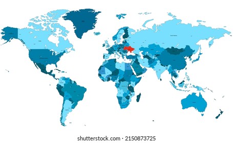 World map. Ukraine map.	Color.